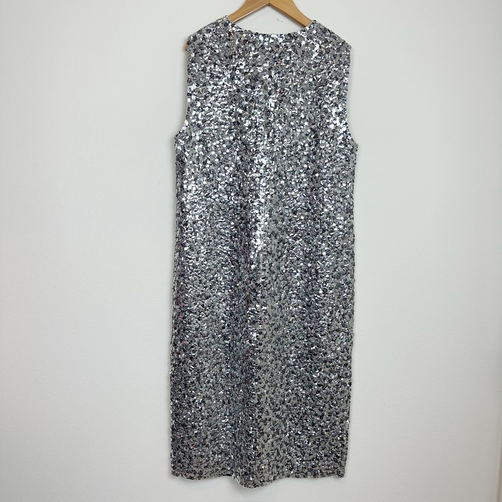 Michael Kors Collection Hand-Embroidered Sequin Silk Georgette Shift Dress Sz 12 - Picture 4 of 11